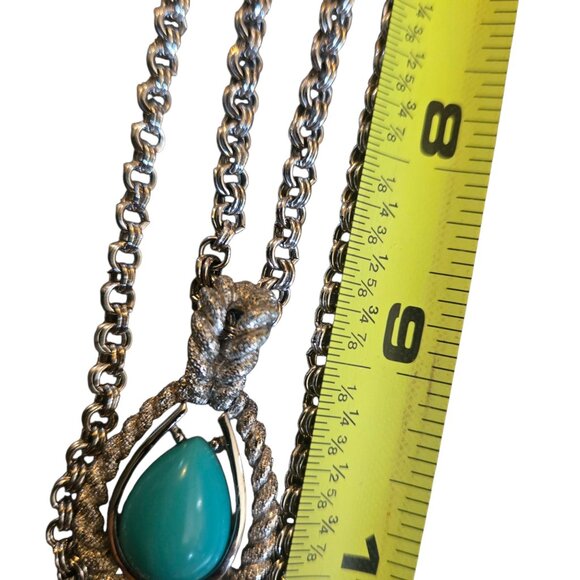 Turquoise Blue Teardrop Necklace With Adjustable Chain Avon Fashion Accents VTG - Picture 12 of 16